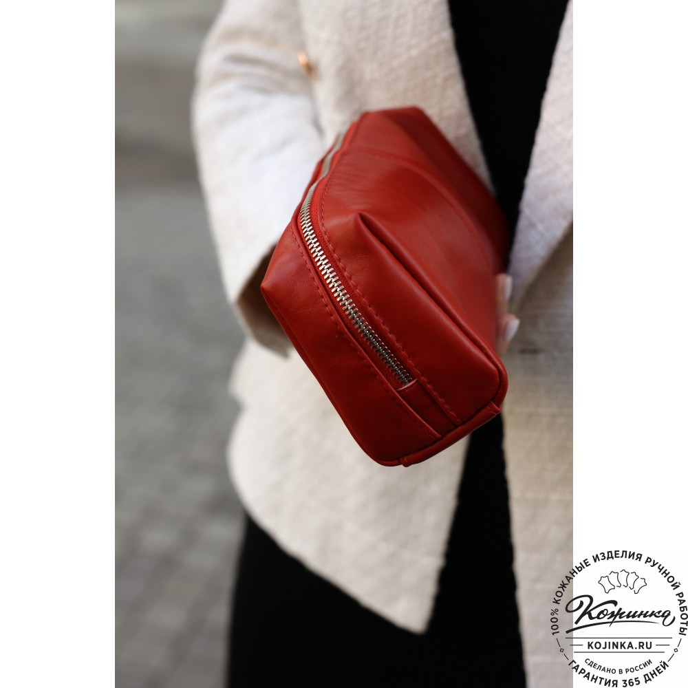 Кожаная косметичка "Бамбина" (рыжая)